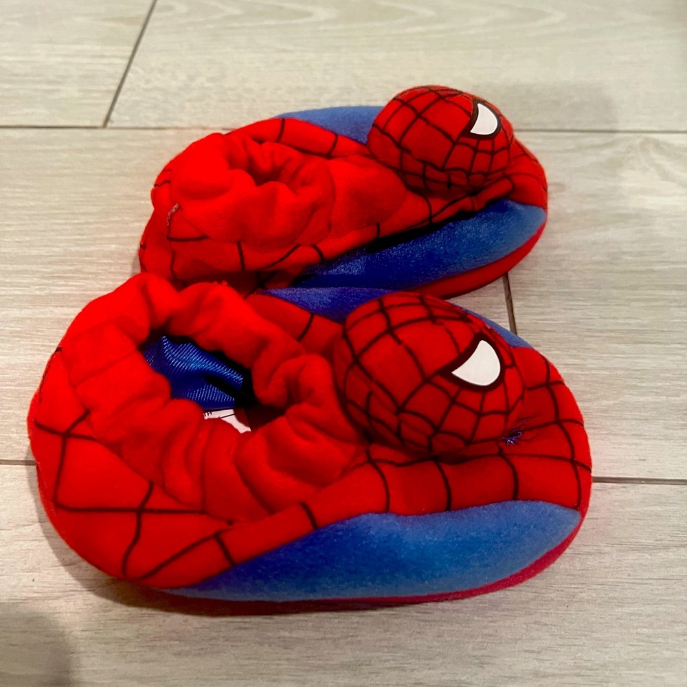 Youth size medium indoor house slippers- spider man